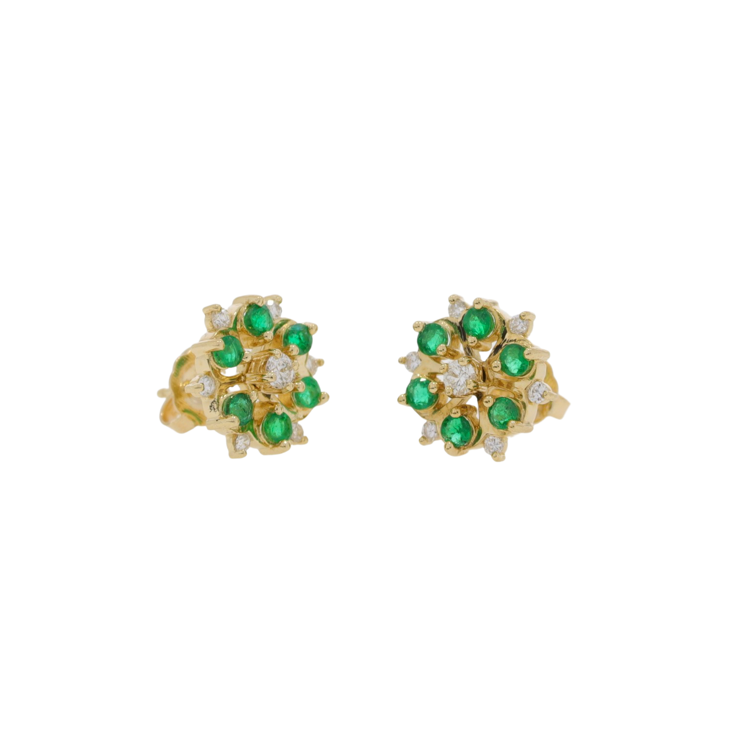 E422.2 Emerald and diamond cluster earrings side