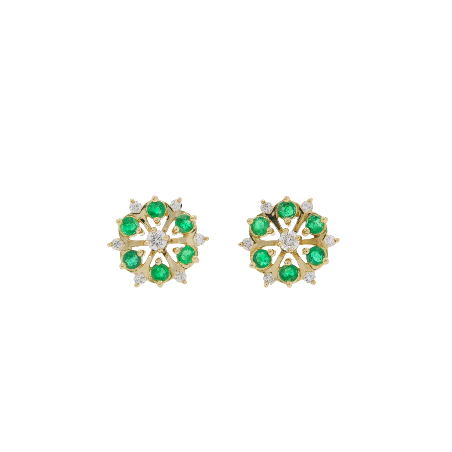 E422.2 Emerald and diamond cluster earrings