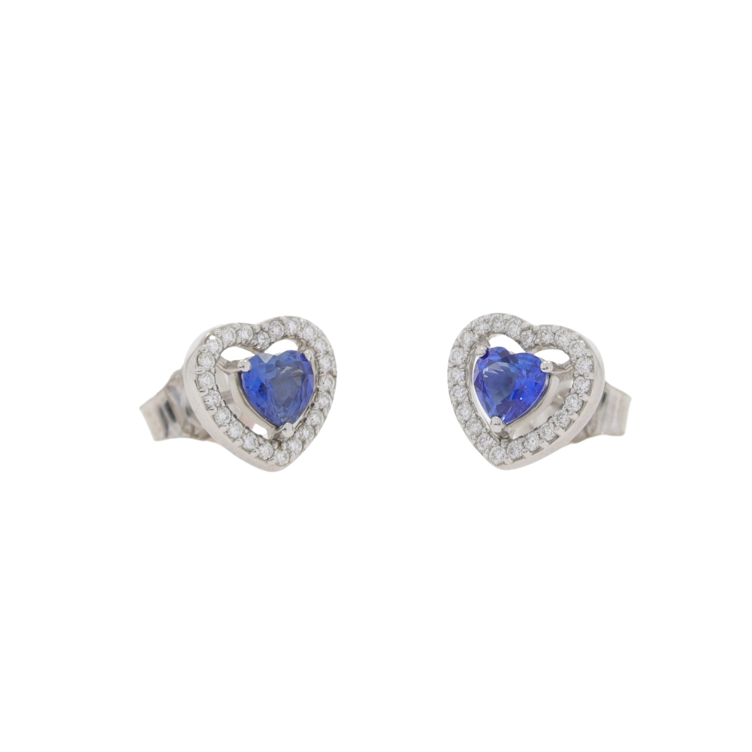 F422.2 Sapphire and diamond heart cluster earrings side
