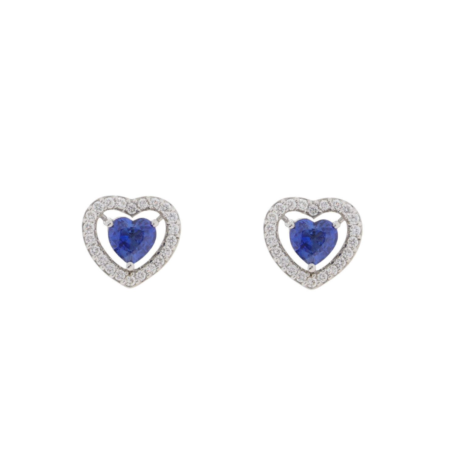 F422.2 Sapphire and diamond heart cluster earrings