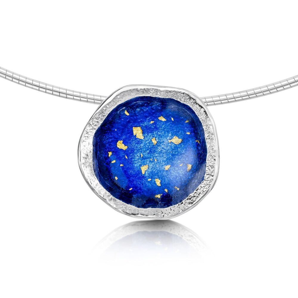 Sheila Fleet Sterling Silver and Enamel Lunar Universe Pendant