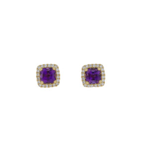 K422.2 Amethyst and diamond cluster earrings
