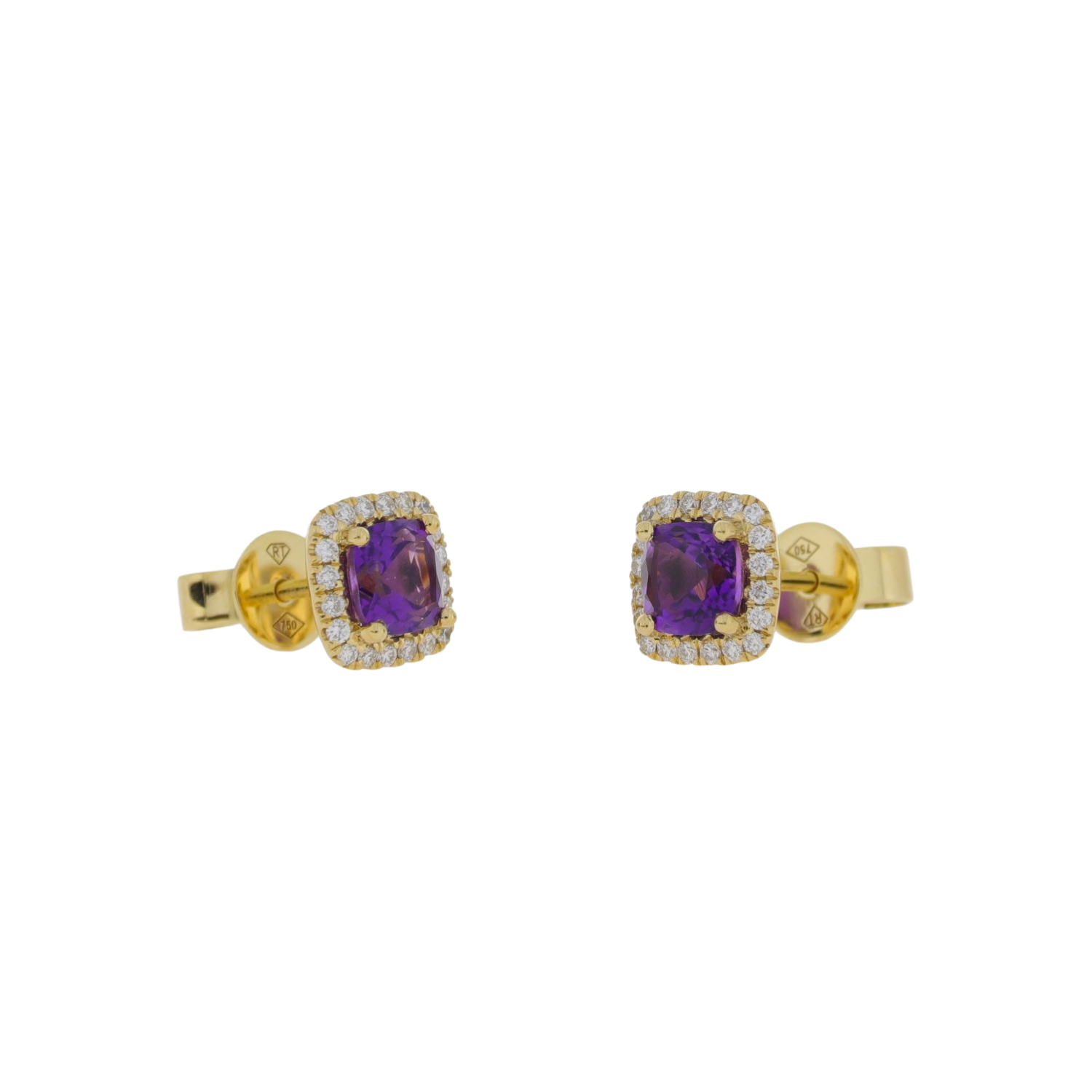 K422.2 Amethyst and diamond cluster earrings side