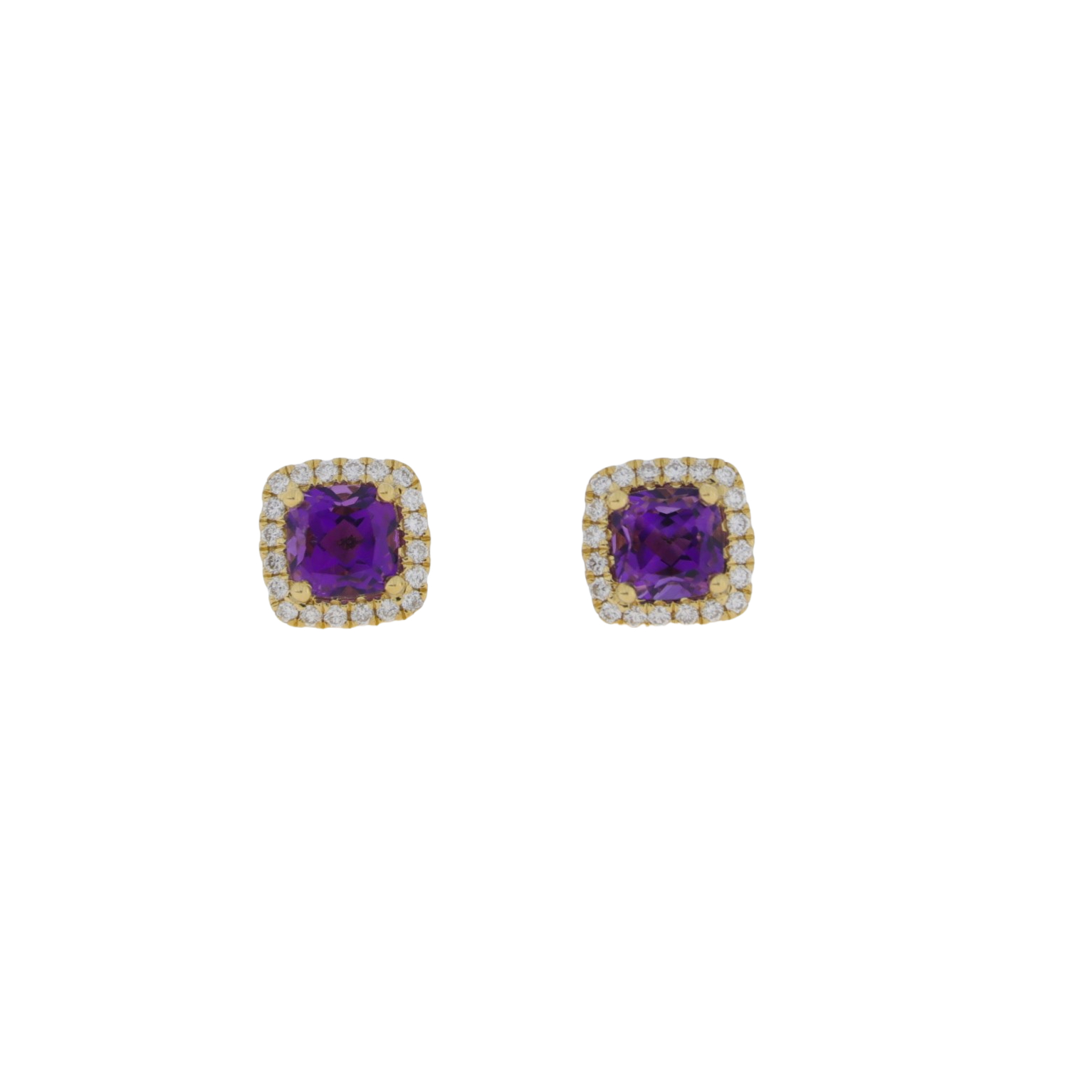 K422.2 Amethyst and diamond cluster earrings