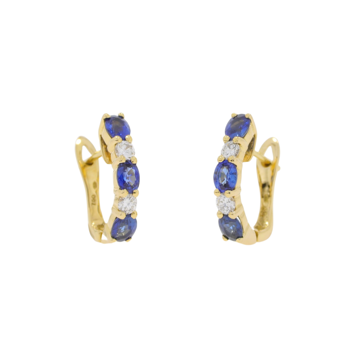 R422.2Sapphire and diamond hoop earrings side