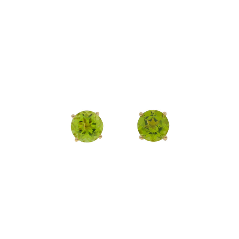 Peridot single stone stud earrings 18ct gold mounts
