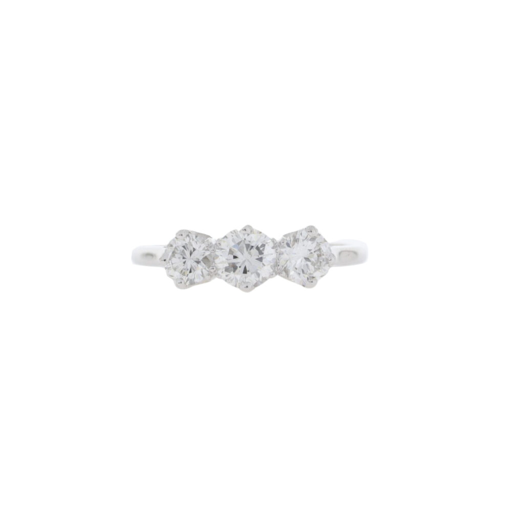 Diamond three stone ring 1.20 carats, platinum mount