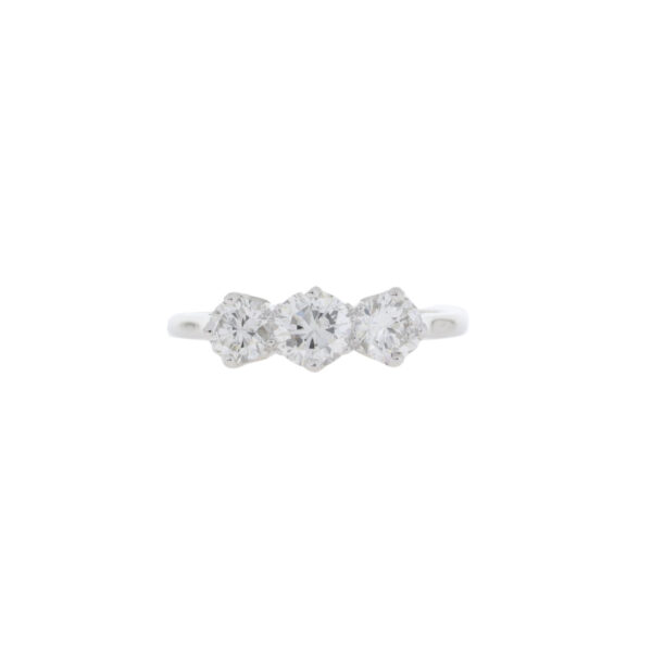 Diamond three stone ring 1.20 carats, platinum mount