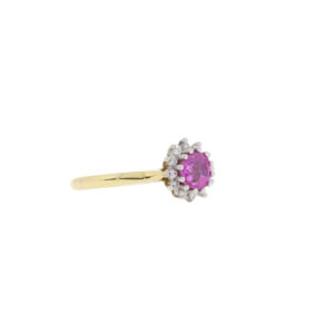 X112.4 Pink sapphire and diamond cluster ring side