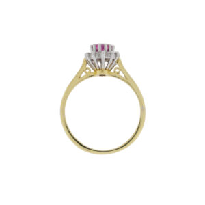 X112.4 Pink sapphire and diamond cluster ring top