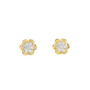 H422.2 Diamond and gold cluster earrings