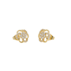 U422.2 Diamond and gold swirl earrings side