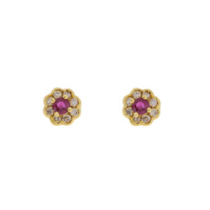 N421.2 Ruby and diamond Mappin and webb cluster earrings