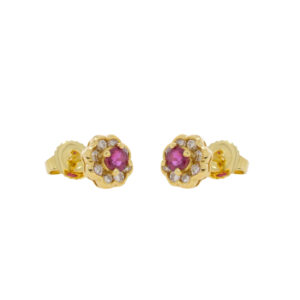 N421.2 Ruby and diamond Mappin and webb cluster earrings side