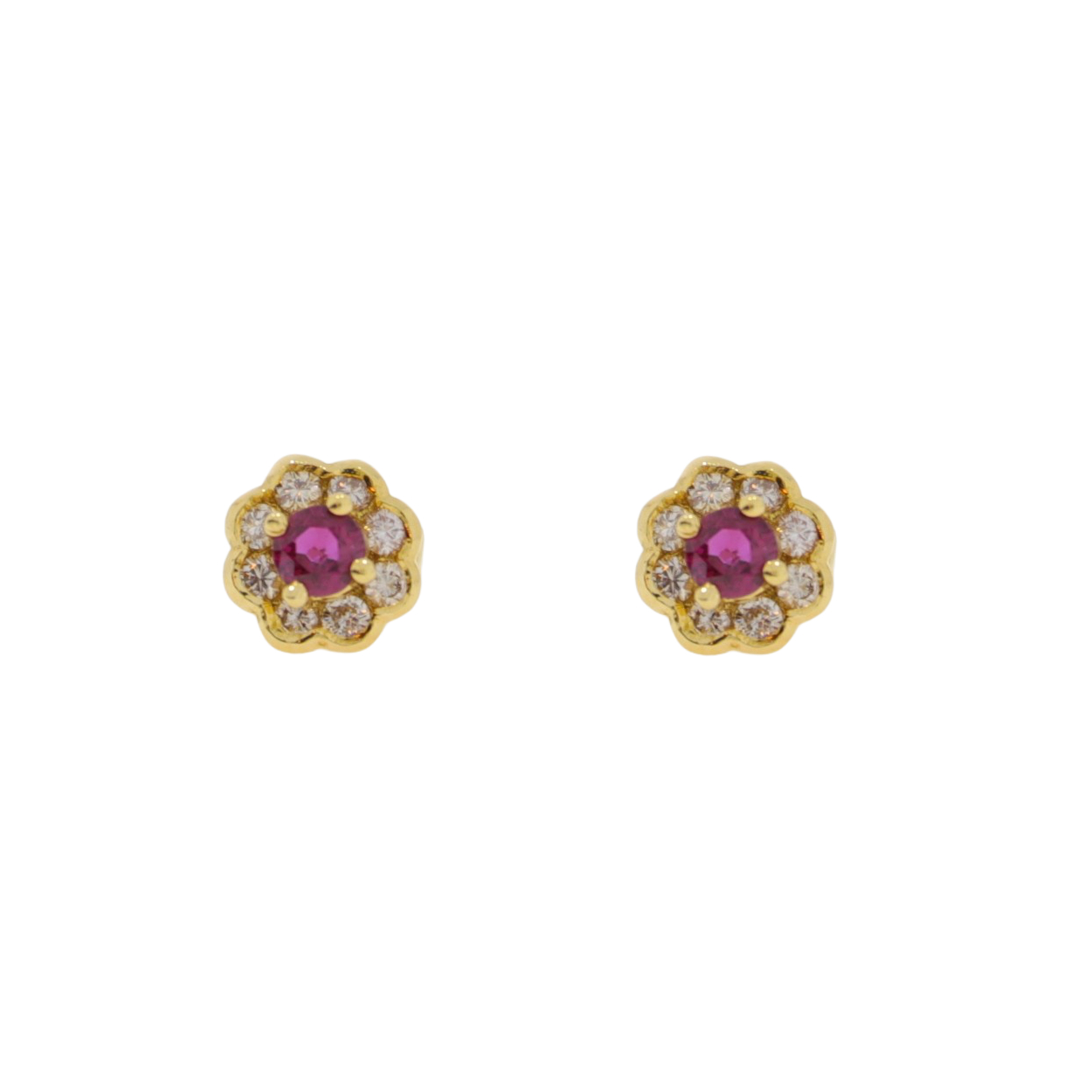 N421.2 Ruby and diamond Mappin and webb cluster earrings