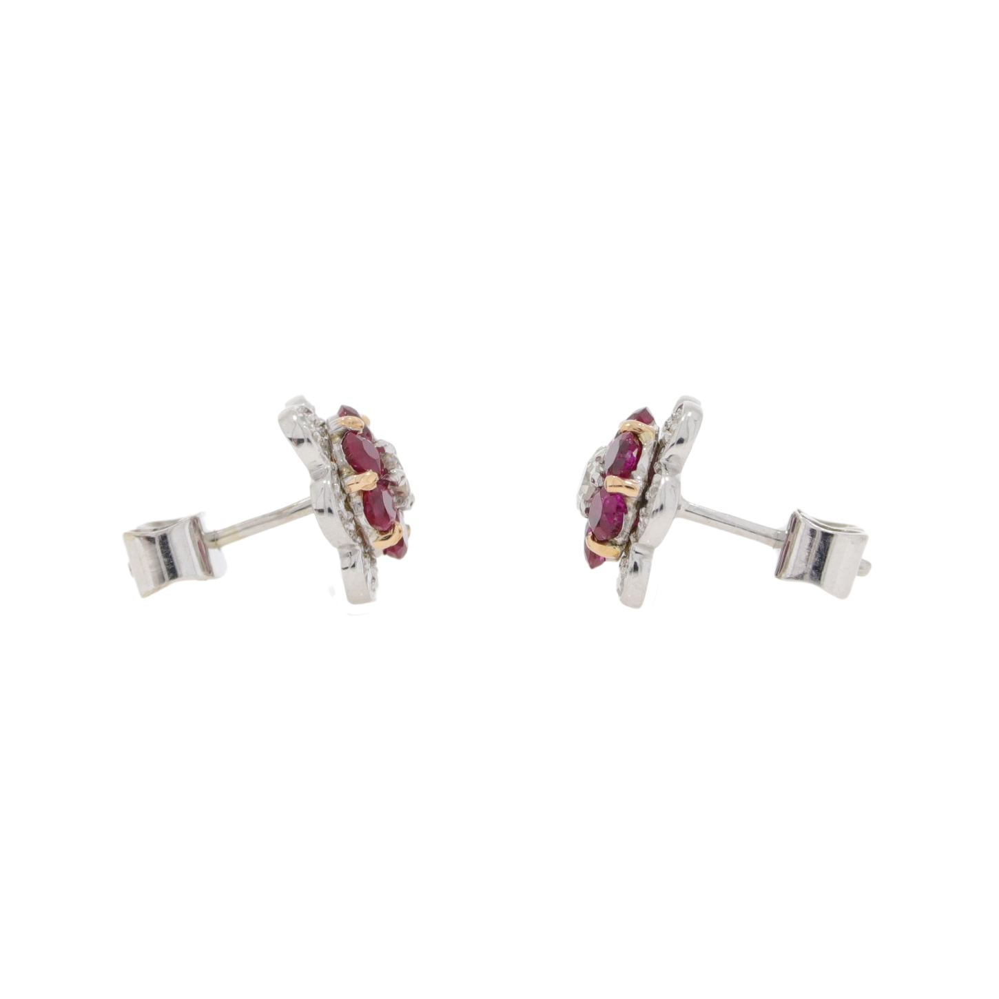 T422.2 Ruby and diamond cluster earrings end