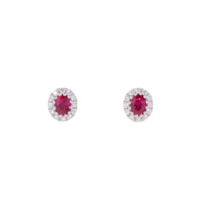 V415.2 Ruby and diamond cluster earrings