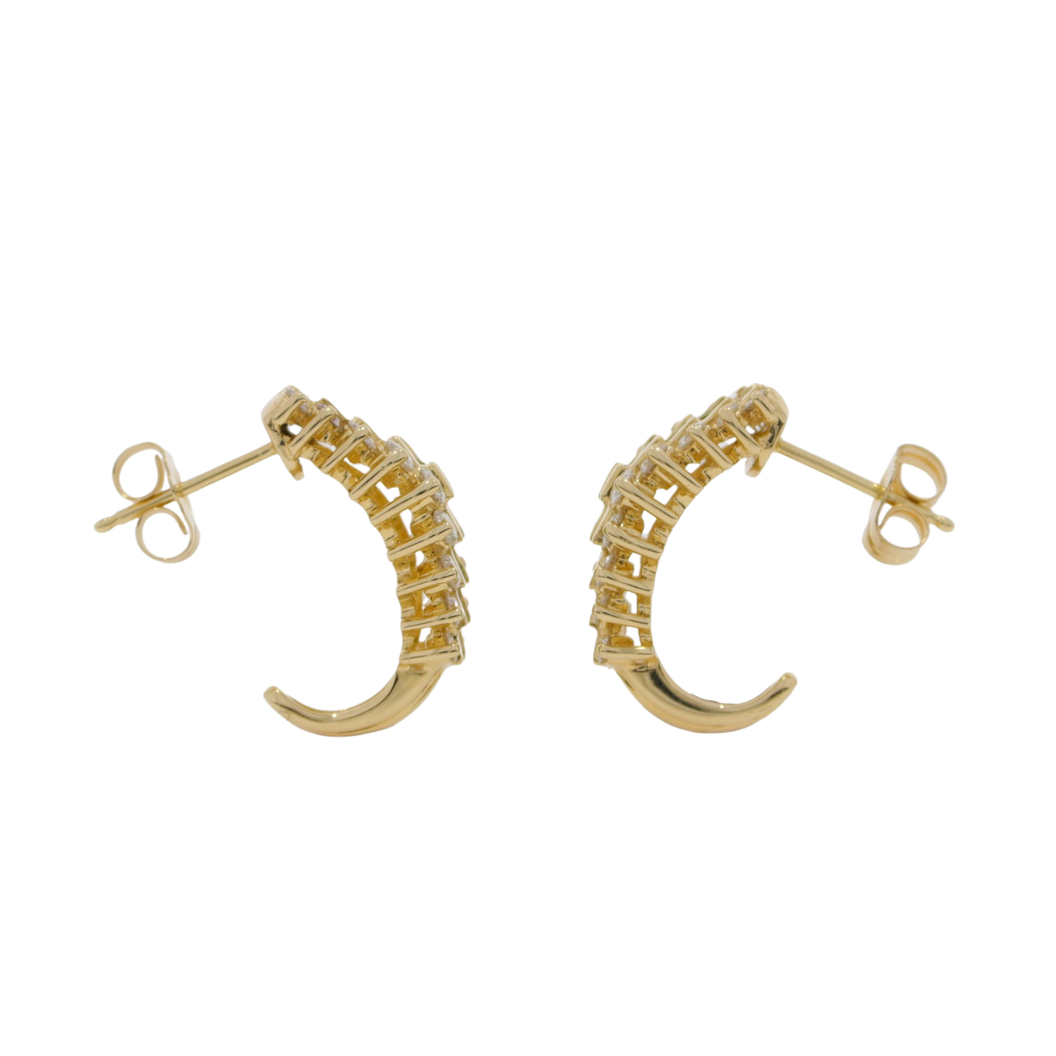 V423.2 Emerald and diamond 3 row hoop earrings end