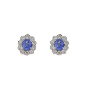W423.2 Sapphire and diamond white gold cluster earrings
