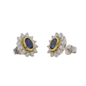 X423.2 Sapphire and diamond cluster earrings side
