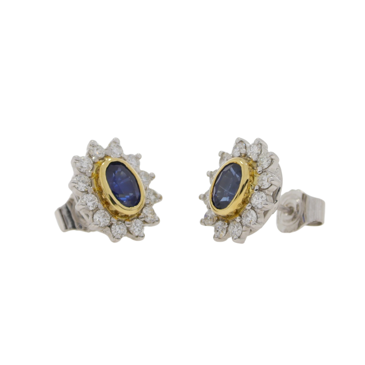 X423.2 Sapphire and diamond cluster earrings side