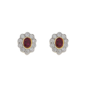 Z404.2 Ruby and diamond cluster earrings