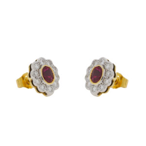 Z404.2 Ruby and diamond cluster earrings side