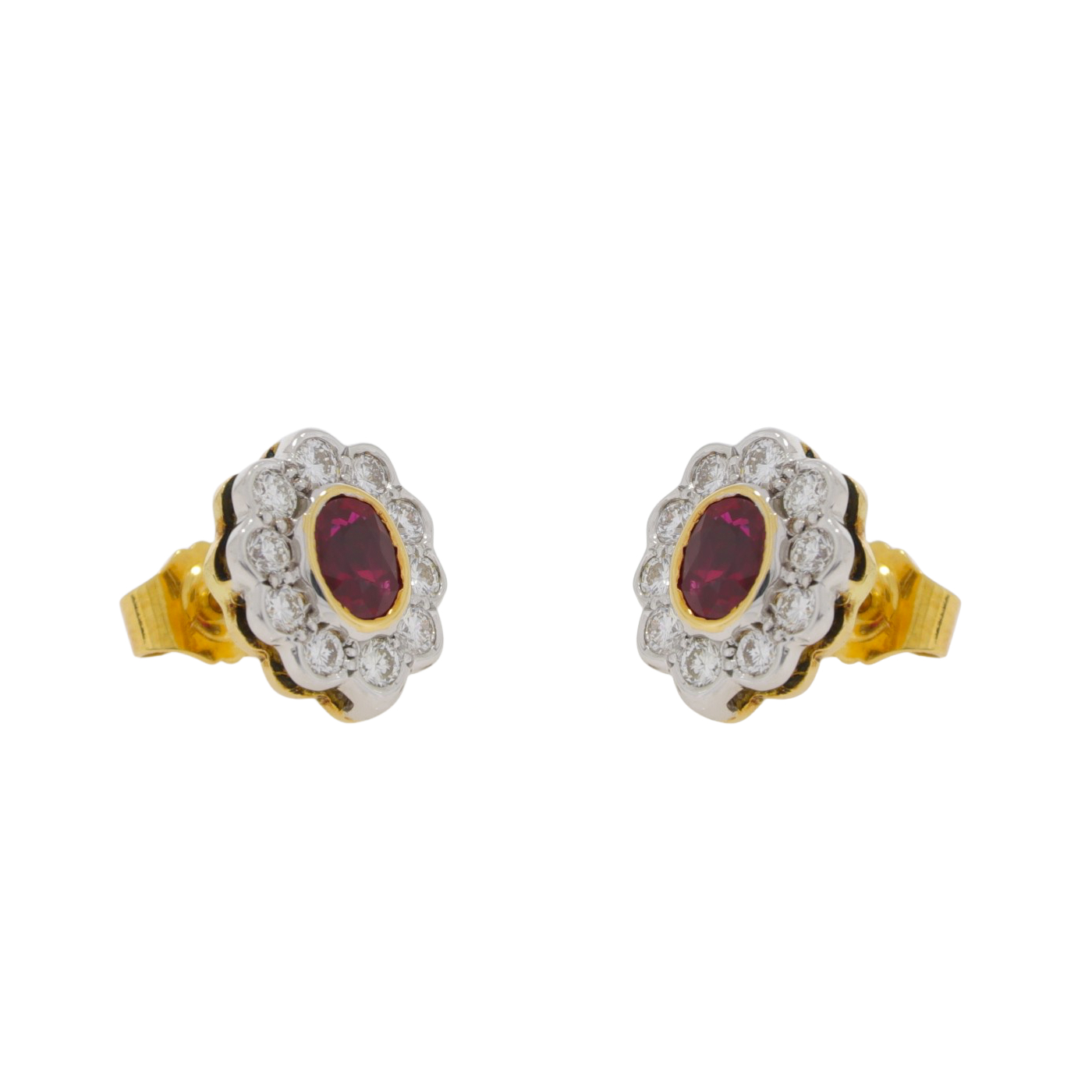 Z404.2 Ruby and diamond cluster earrings side