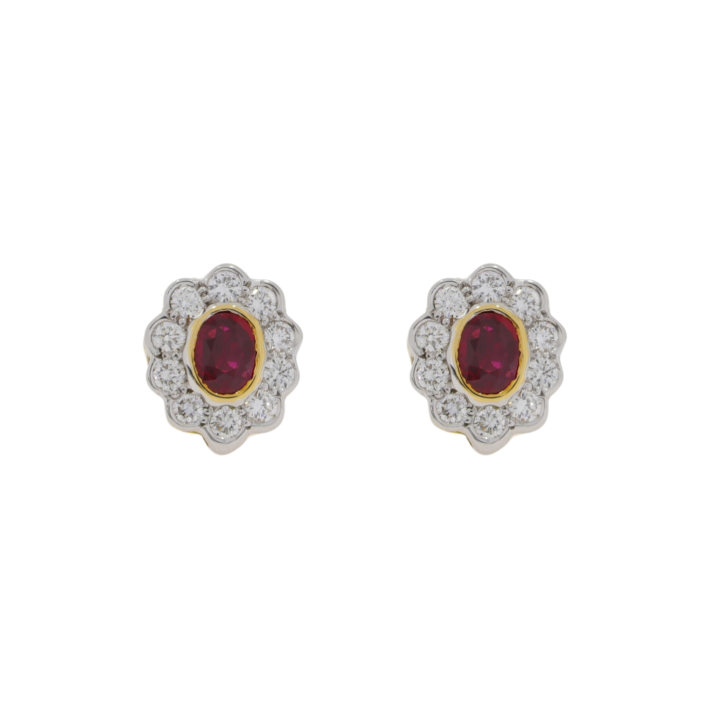 Z404.2 Ruby and diamond cluster earrings