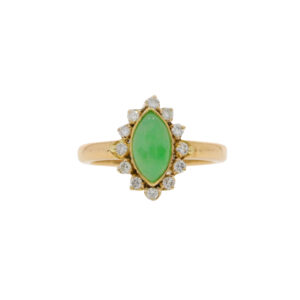 A160.4 Jade and diamond cluster ring