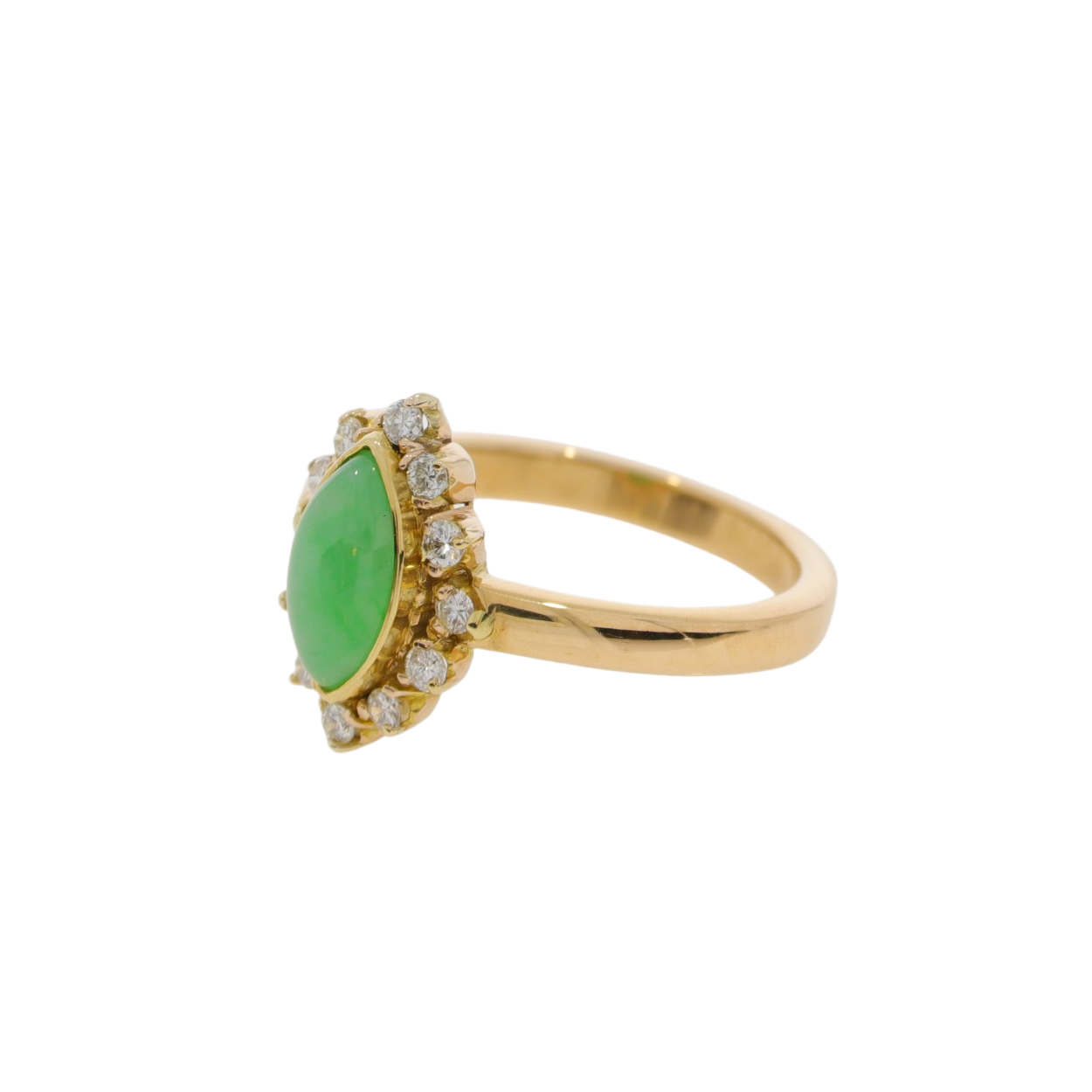 A160.4 Jade and diamond cluster ring side 2