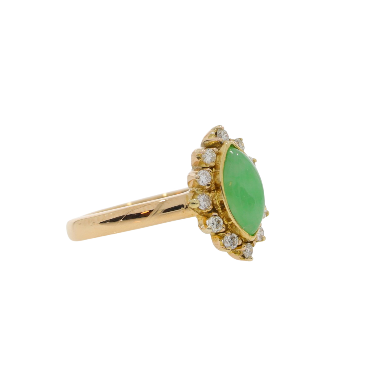 A160.4 Jade and diamond cluster ring side