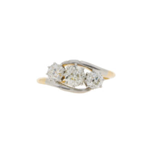 G38.4 Diamond three stone crossover ring