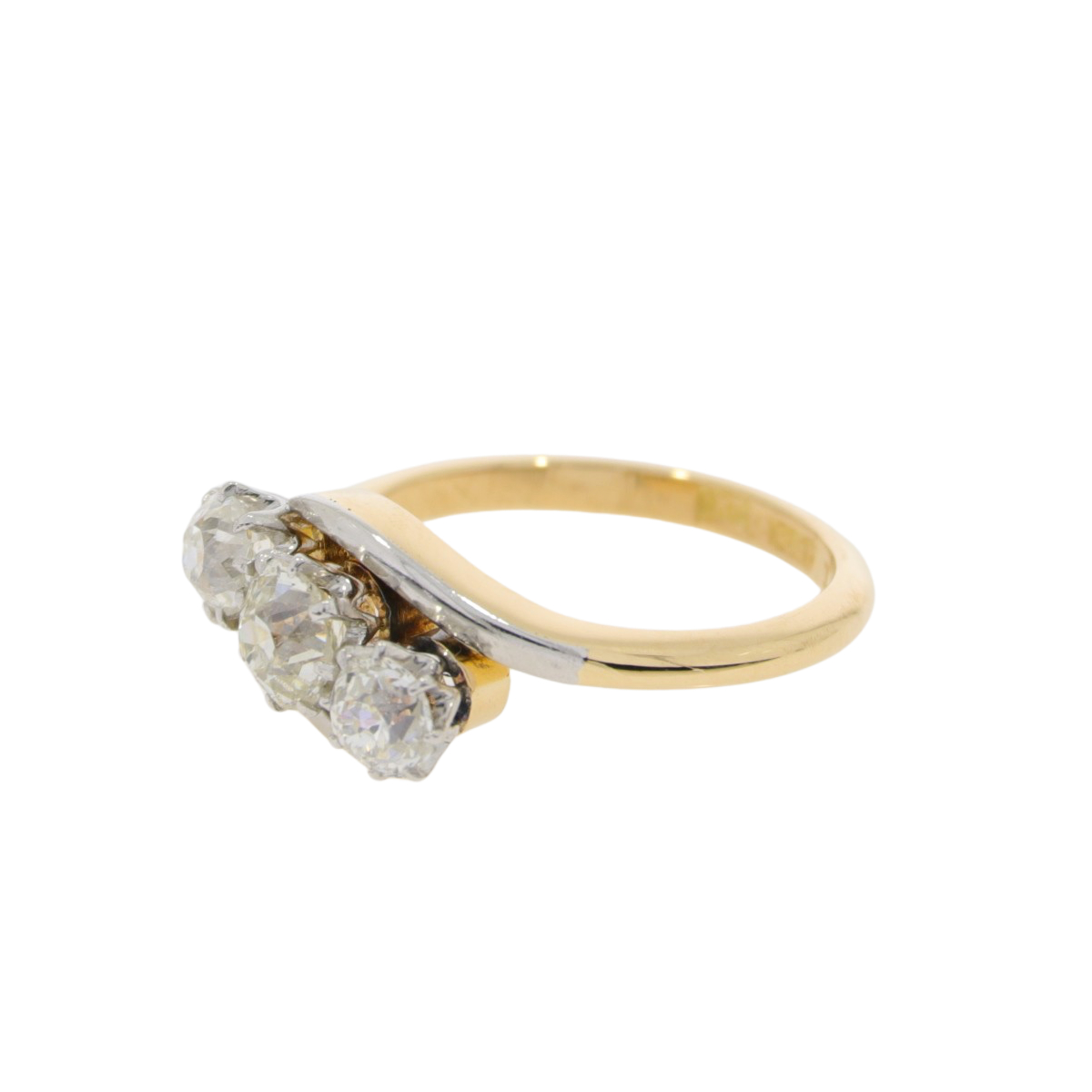 G38.4 Diamond three stone crossover ring side 2
