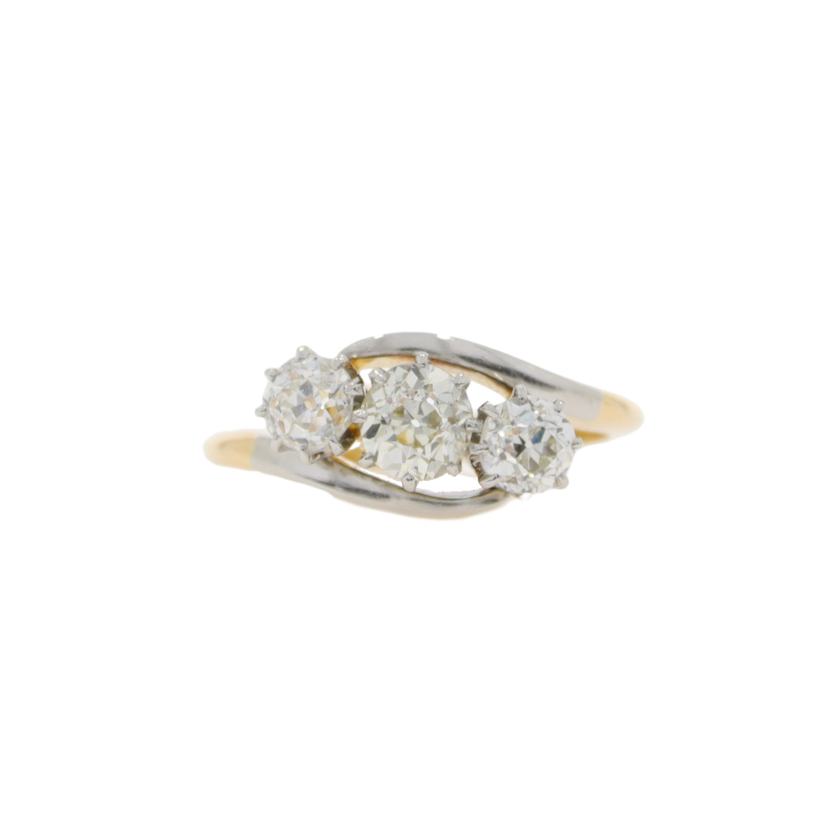 G38.4 Diamond three stone crossover ring