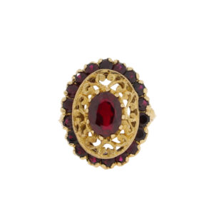 Q167.4 Garnet and gold cluster ring