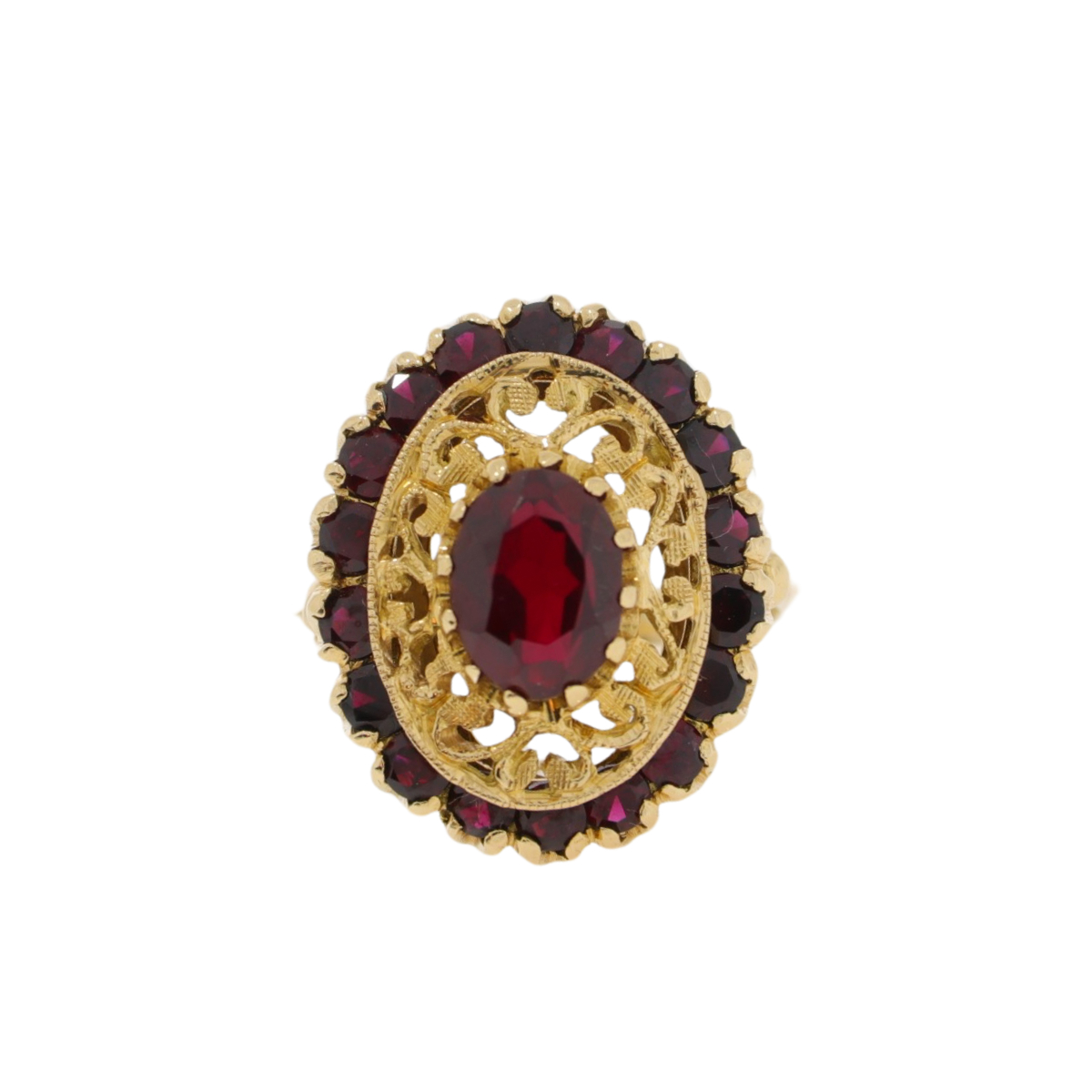 Q167.4 Garnet and gold cluster ring