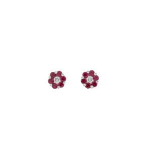 E424.2 Ruby and diamond inverted cluster earrings