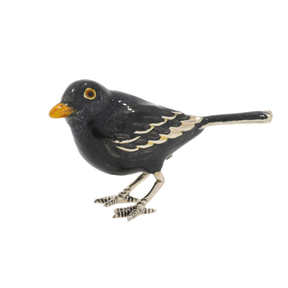Saturno Sterling Silver and Enamel Blackbird Ornament