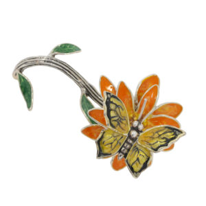13461 Butterfly on flower top yellow and orange