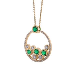 A270.5 Emerald and diamond bubble cluster pendant side