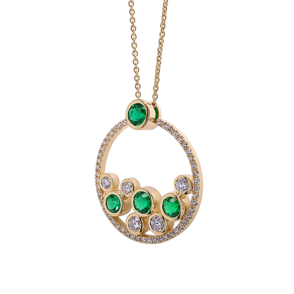 A270.5 Emerald and diamond bubble cluster pendant side