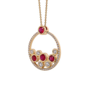 C270.5 Ruby and diamond bubble cluster pendant side
