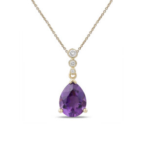 W269.5 Ametthyst and diamond drop pendant