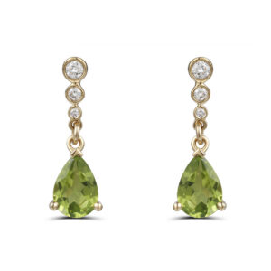 X424.2 Peridot and diamond drop earrings