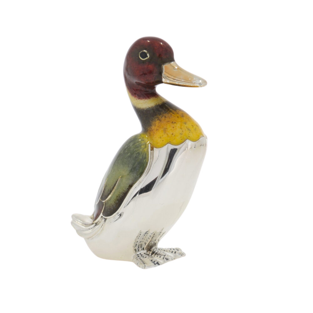 Saturno Sterling Silver and Enamel large Duck Ornament