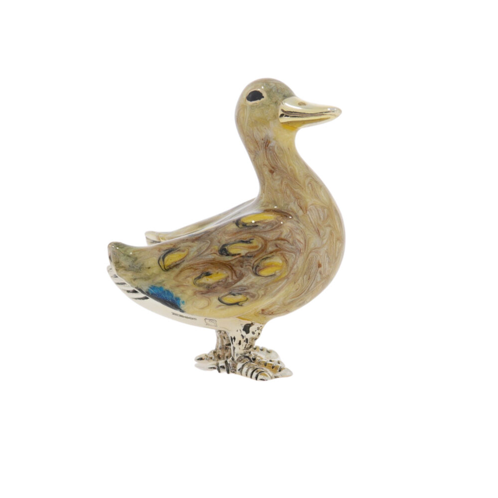 Saturno Sterling Silver and Enamel Duck female Ornament