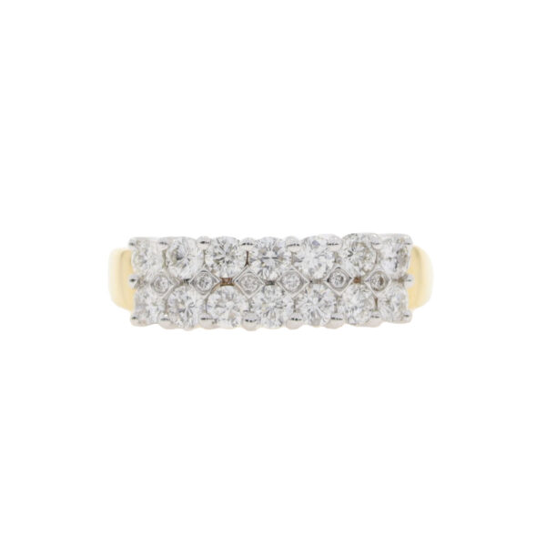 Diamond two row half eternity ring, 18ct yellow gold mount