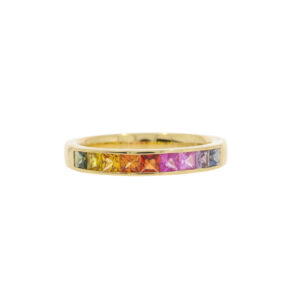 D113.4 Multi coloured sapphire princess cut eternity ring