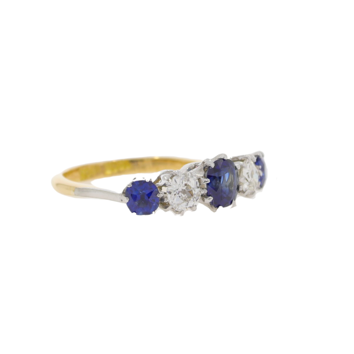 F113.4 Sapphire and diamond 5 stone grad ring side